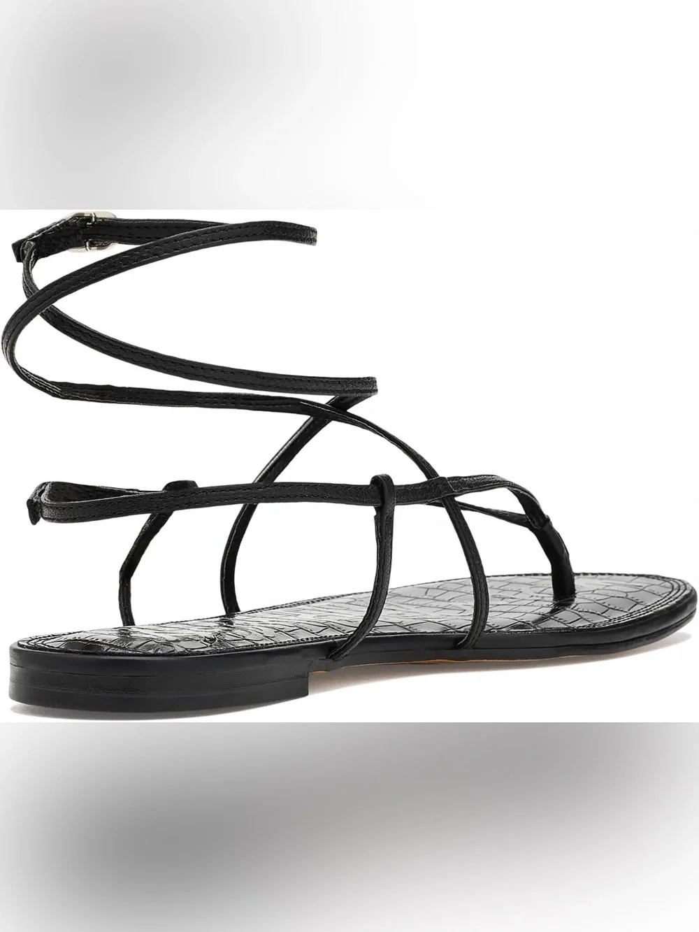Sam Edelman Black Strappy Wrap-Around Flat Sandals BLACK